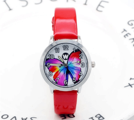Children's Watches Kids Quartz Watch Student Girls Quartz-watch Cute Colorful Butterfly Dial Waterproof Watch - Mubimart