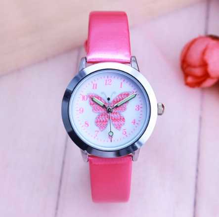 Children's Watches Kids Quartz Watch Student Girls Quartz-watch Cute Colorful Butterfly Dial Waterproof Watch - Mubimart -  