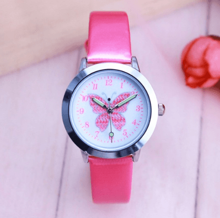 Children's Watches Kids Quartz Watch Student Girls Quartz-watch Cute Colorful Butterfly Dial Waterproof Watch - Mubimart