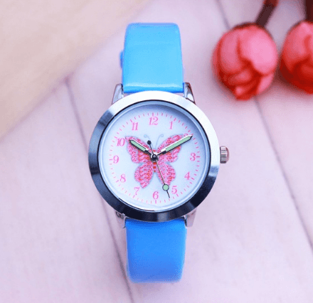 Children's Watches Kids Quartz Watch Student Girls Quartz-watch Cute Colorful Butterfly Dial Waterproof Watch - Mubimart