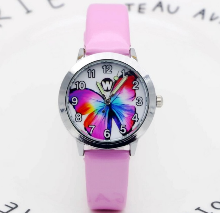 Children's Watches Kids Quartz Watch Student Girls Quartz-watch Cute Colorful Butterfly Dial Waterproof Watch - Mubimart -  