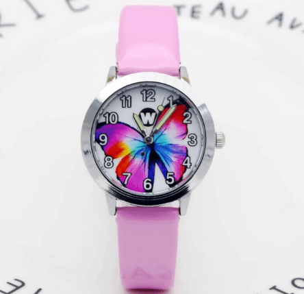 Children's Watches Kids Quartz Watch Student Girls Quartz-watch Cute Colorful Butterfly Dial Waterproof Watch - Mubimart