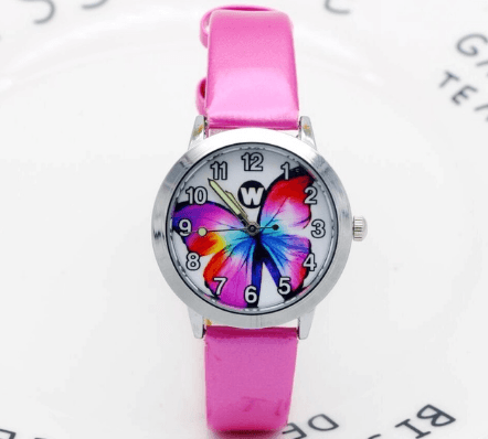 Children's Watches Kids Quartz Watch Student Girls Quartz-watch Cute Colorful Butterfly Dial Waterproof Watch - Mubimart