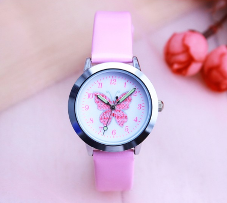 Children's Watches Kids Quartz Watch Student Girls Quartz-watch Cute Colorful Butterfly Dial Waterproof Watch - Mubimart -  