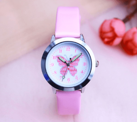 Children's Watches Kids Quartz Watch Student Girls Quartz-watch Cute Colorful Butterfly Dial Waterproof Watch - Mubimart