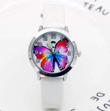 Children's Watches Kids Quartz Watch Student Girls Quartz-watch Cute Colorful Butterfly Dial Waterproof Watch - Mubimart -  