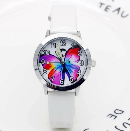 Children's Watches Kids Quartz Watch Student Girls Quartz-watch Cute Colorful Butterfly Dial Waterproof Watch - Mubimart