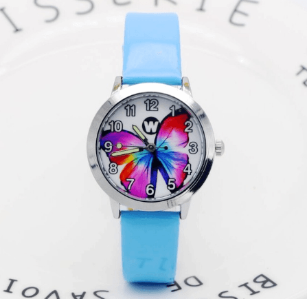 Children's Watches Kids Quartz Watch Student Girls Quartz-watch Cute Colorful Butterfly Dial Waterproof Watch - Mubimart