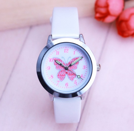 Children's Watches Kids Quartz Watch Student Girls Quartz-watch Cute Colorful Butterfly Dial Waterproof Watch - Mubimart -  