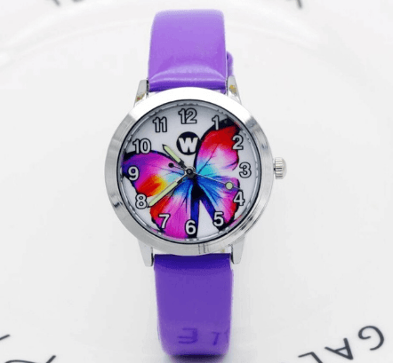 Children's Watches Kids Quartz Watch Student Girls Quartz-watch Cute Colorful Butterfly Dial Waterproof Watch - Mubimart