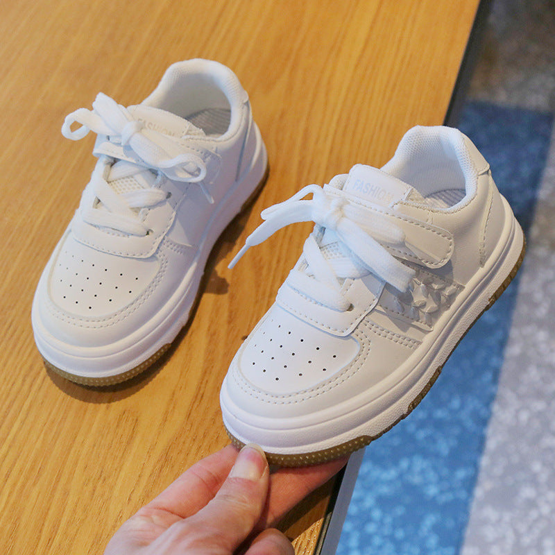 Children's White Shoes Sneakers Lightweight Non-slip Boys Casual Soft Bottom Baby Sneakers - Mubimart - Baby Shoes 