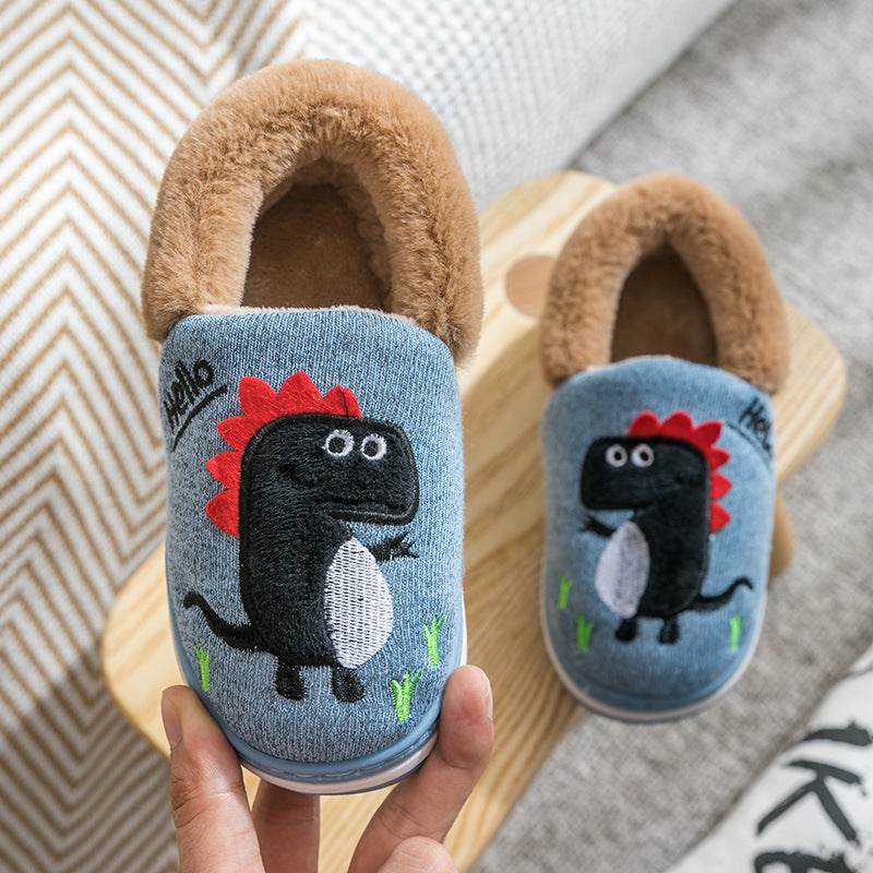 Children's Winter Cotton Dinosaur Slippers Are Soft, Non-Slip And Warm - Mubimart