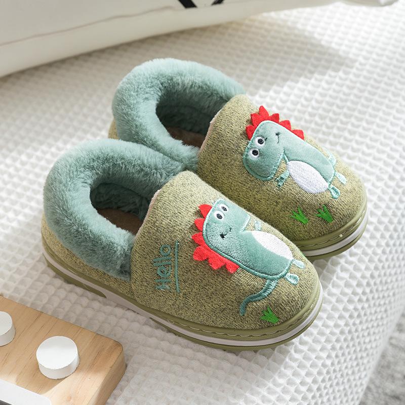 Children's Winter Cotton Dinosaur Slippers Are Soft, Non-Slip And Warm - Mubimart -  