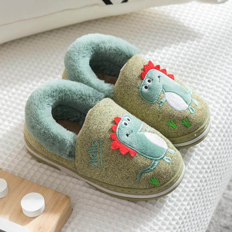 Children's Winter Cotton Dinosaur Slippers Are Soft, Non-Slip And Warm - Mubimart