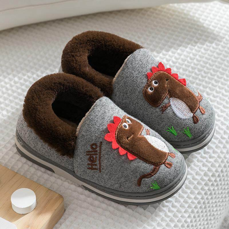 Children's Winter Cotton Dinosaur Slippers Are Soft, Non-Slip And Warm - Mubimart