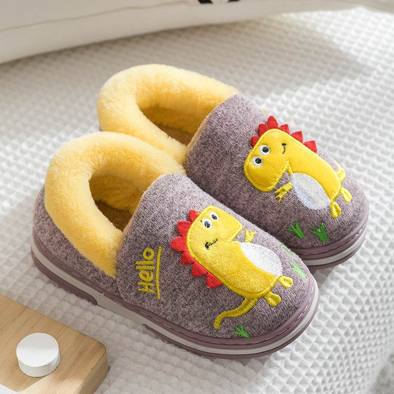Children's Winter Cotton Dinosaur Slippers Are Soft, Non-Slip And Warm - Mubimart