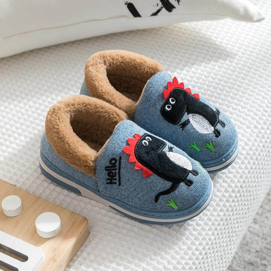 Children's Winter Cotton Dinosaur Slippers Are Soft, Non-Slip And Warm - Mubimart