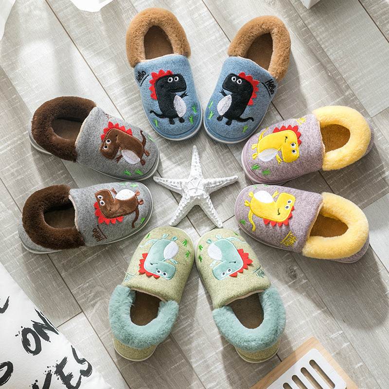 Children's Winter Cotton Dinosaur Slippers Are Soft, Non-Slip And Warm - Mubimart