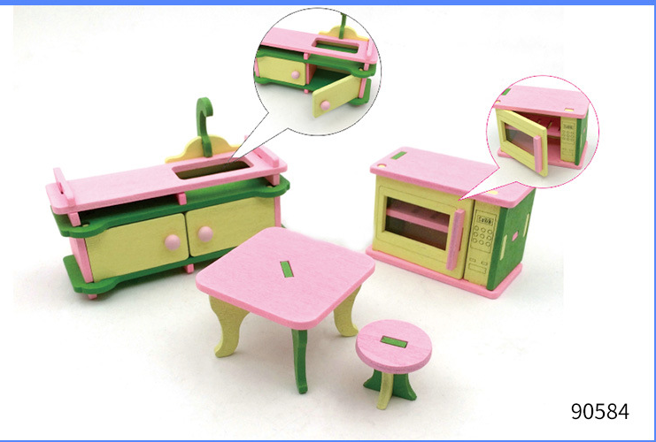 Children's Wooden Doll Miniature Play House Toy - Mubimart - Doll House 