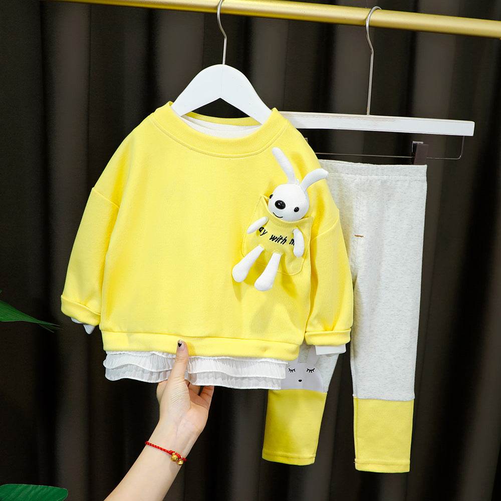 Children's cClothing Spring New Long-sleeved Two-piece Child Clothes Girl Baby Suit - Mubimart