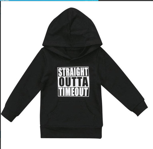 Children's hooded sweater letter top - Mubimart