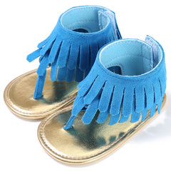 Children's sandals summer new girls sandals wholesale retro tassel flannel baby sandals - Mubimart -  