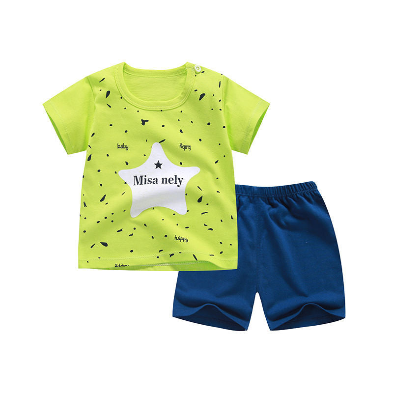 Children's short sleeve suit cotton baby clothes boy shorts - Mubimart -  