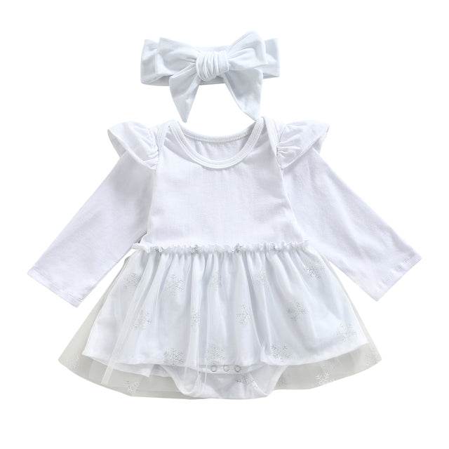 Christmas Baby Girl Tulle Shirt Romper Set - Mubimart