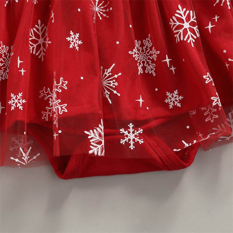 Christmas Baby Girl Tulle Shirt Romper Set - Mubimart