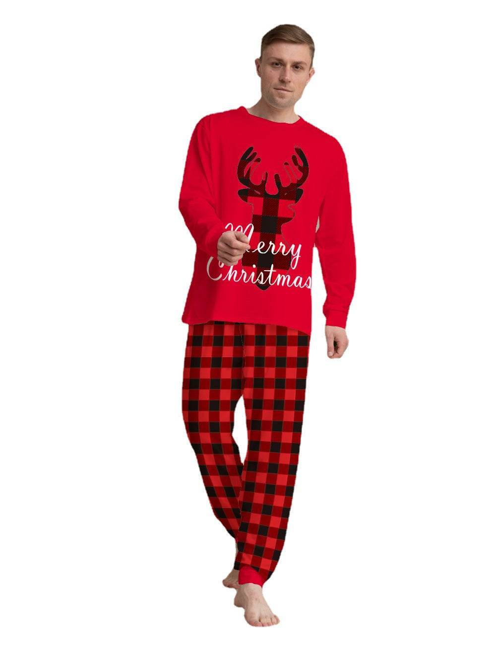 Christmas Family Matching Pajamas Set Christmas Holiday PJs Elk Top Pants Set Pajamas For Family Mom Dad Kids Baby - Mubimart
