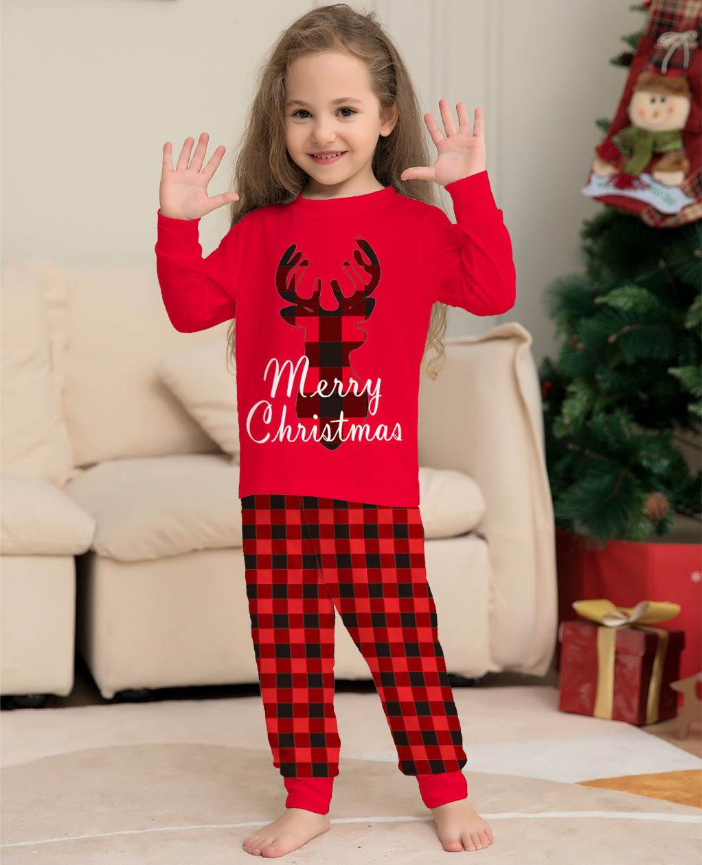 Christmas Family Matching Pajamas Set Christmas Holiday PJs Elk Top Pants Set Pajamas For Family Mom Dad Kids Baby - Mubimart