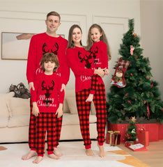 Christmas Family Matching Pajamas Set Christmas Holiday PJs Elk Top Pants Set Pajamas For Family Mom Dad Kids Baby - Mubimart - Family Matching Outfits 