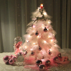 Christmas Ornament Desktop Small Tree Christmas Tree Pink Feather Decoration Tree - Mubimart -  