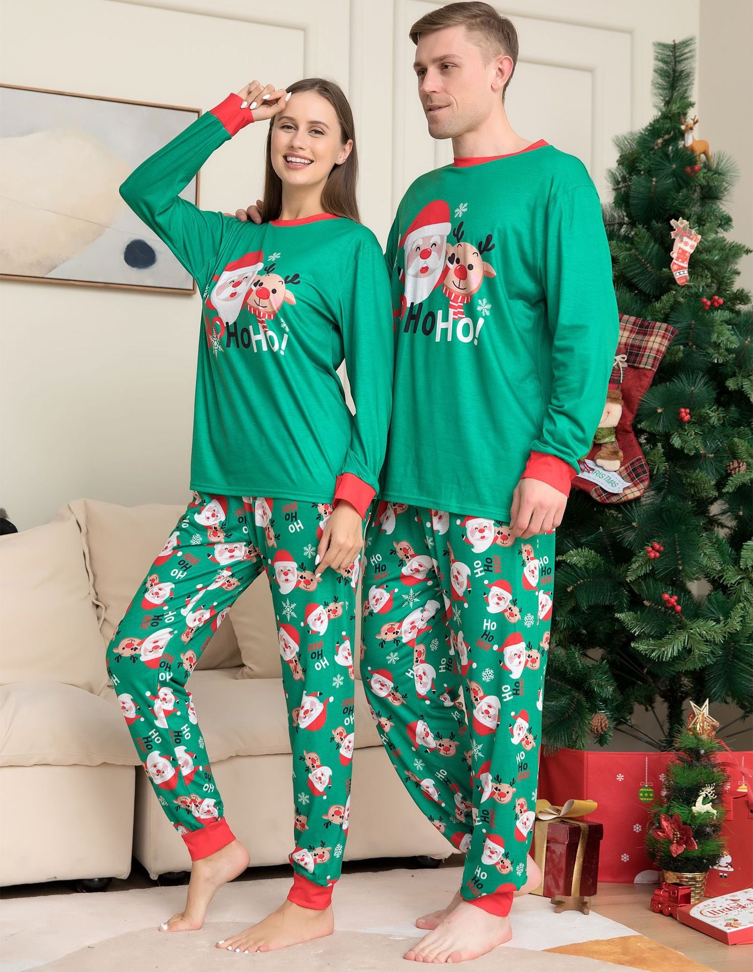 Christmas Pajamas For Family Matching Family Christmas PJs Sets Santa Claus Printed Top Sleepwear - Mubimart -  