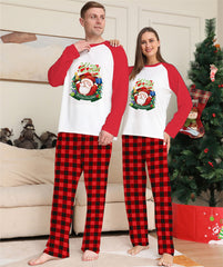 Christmas Parent-Child Clothes Set Long Sleeve T-Shirt Plaid Pants Family Matching Pajamas - Mubimart -  