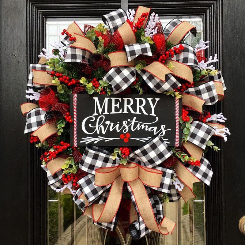 Christmas bow garland - Mubimart - Christmas Decoration Supplies 