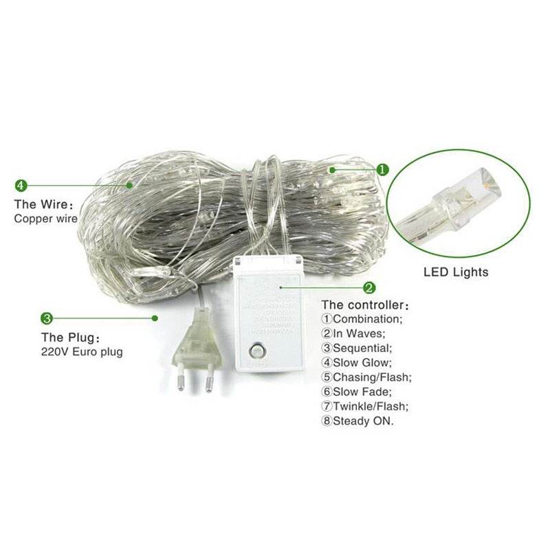 Christmas led lights string lights outdoor waterproof fishnet lights full of stars paved holiday lights wedding ins decorative lights - Mubimart