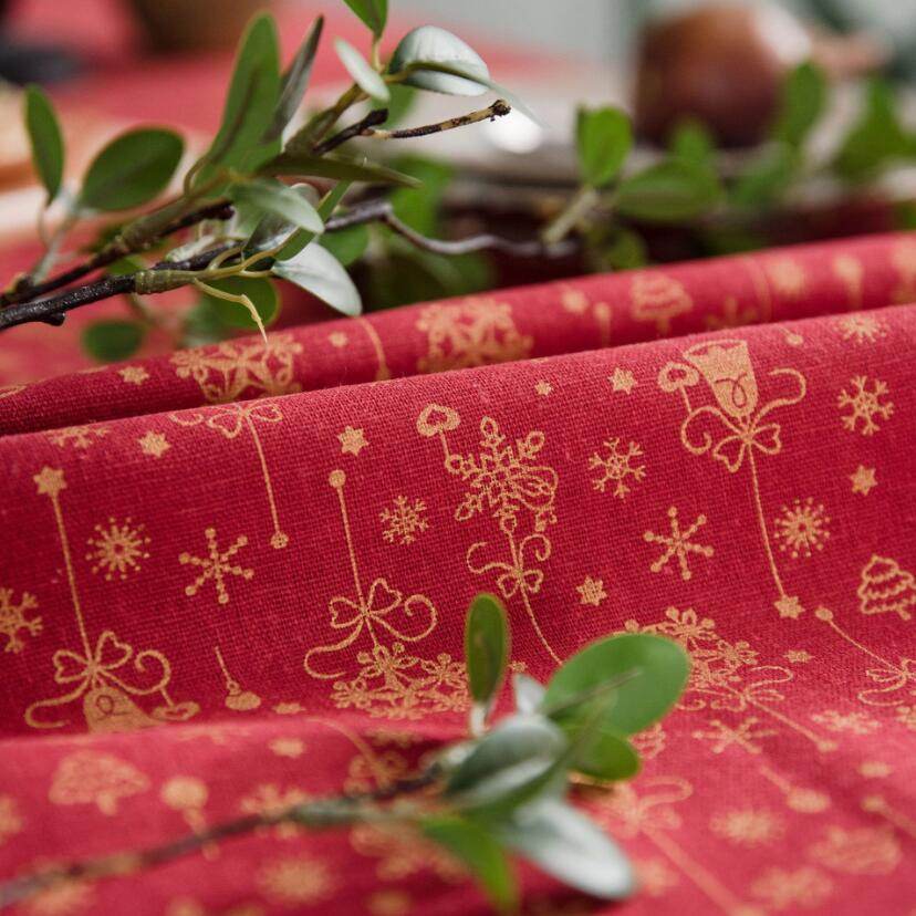 Christmas red gilded tablecloth - Mubimart