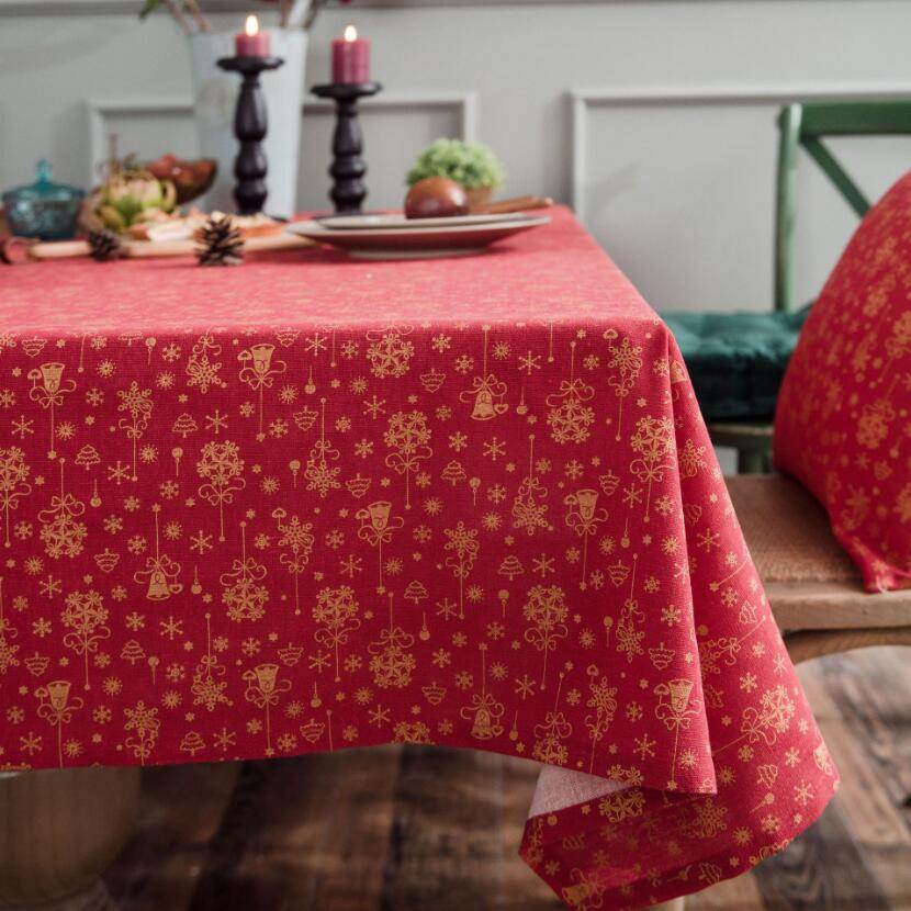 Christmas red gilded tablecloth - Mubimart