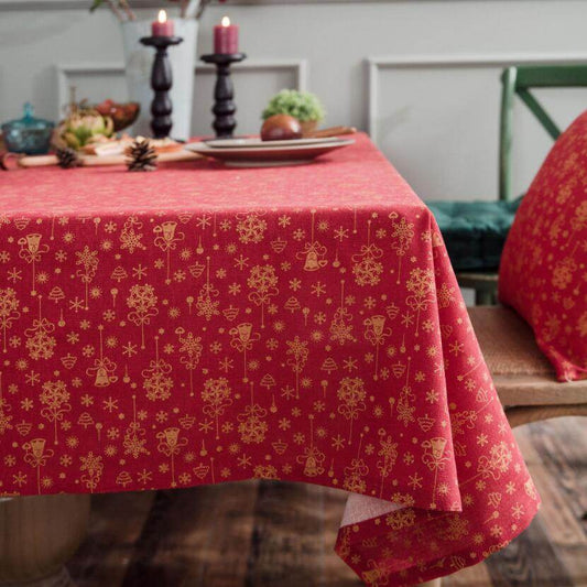 Christmas red gilded tablecloth - Mubimart