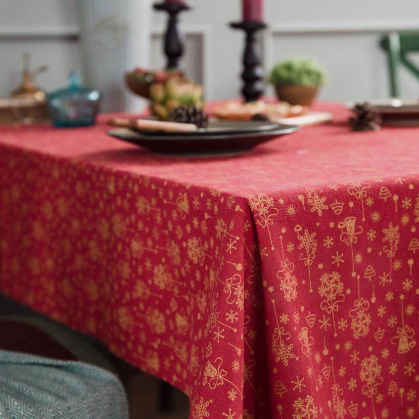 Christmas red gilded tablecloth - Mubimart