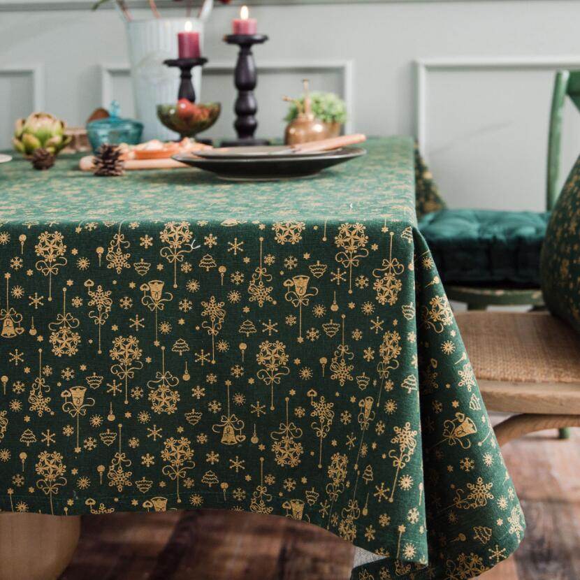 Christmas red gilded tablecloth - Mubimart