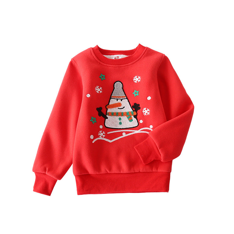 Christmas snowman plus velvet padded baby sweater - Mubimart -  