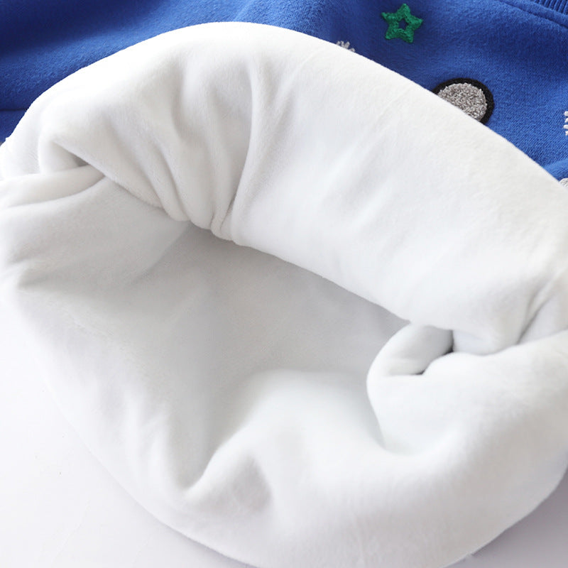 Christmas snowman plus velvet padded baby sweater - Mubimart -  