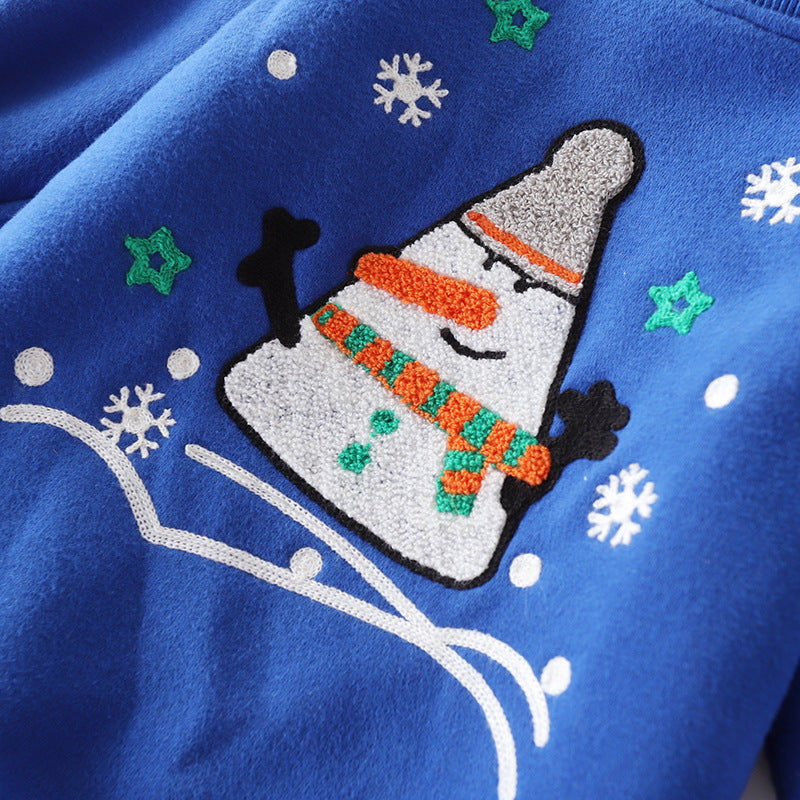 Christmas snowman plus velvet padded baby sweater - Mubimart -  