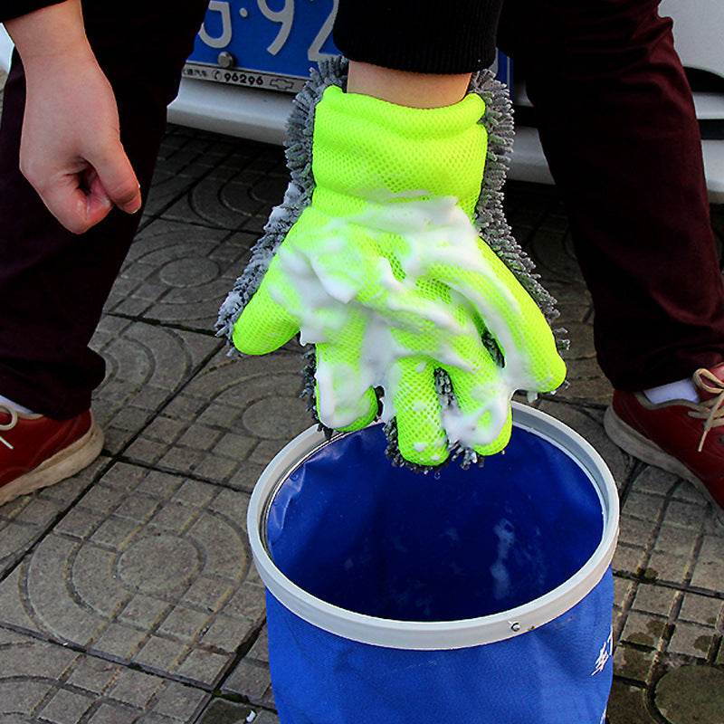 Cleaning Wash Tool Double-sided Plush Car Wiping Gloves - Mubimart