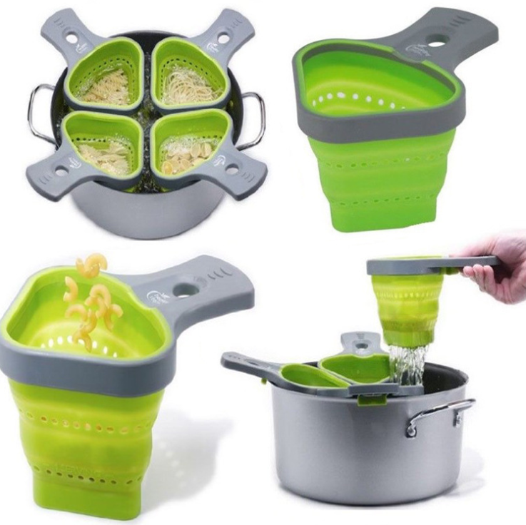 Collapsible Silicone Odourless Heat-resistant Colander - Mubimart - Food Strainers & Colanders 