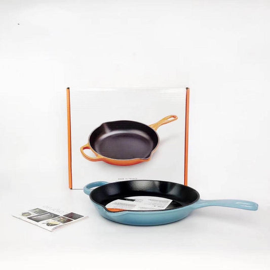 Color Cast Iron Enamel Frying Pan - Mubimart