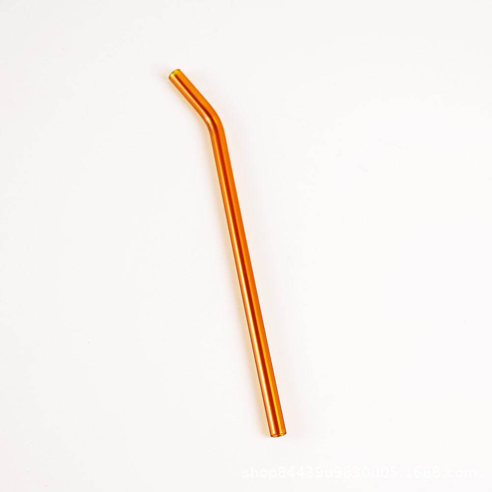 Colored High Borosilicate Environmentally Friendly Heat-resistant Curved Glass Straws - Mubimart