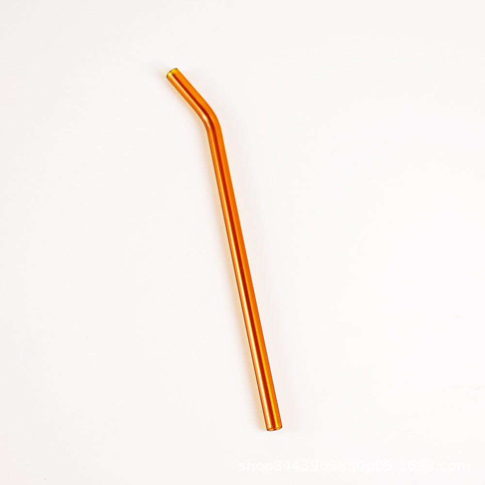 Colored High Borosilicate Environmentally Friendly Heat-resistant Curved Glass Straws - Mubimart -  